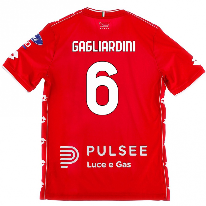 Kids Football Roberto Gagliardini #6 Red White Home Jersey 2024/25 T-Shirt Uk