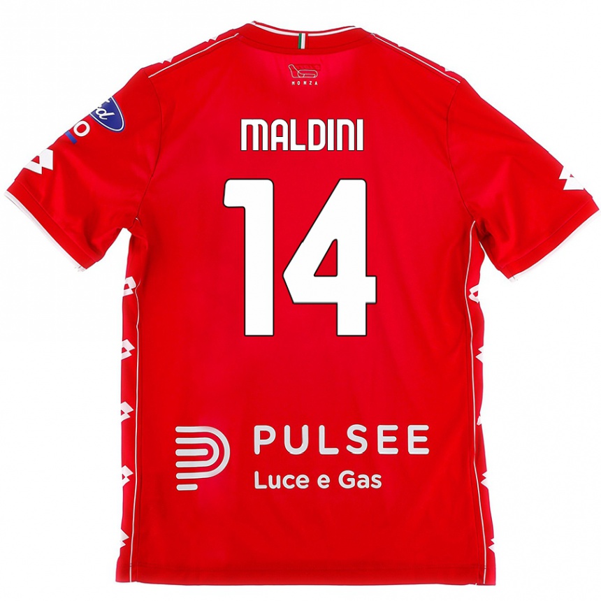 Kids Football Daniel Maldini #14 Red White Home Jersey 2024/25 T-Shirt Uk