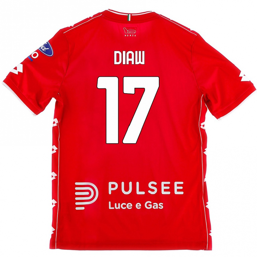 Kids Football Davide Diaw #17 Red White Home Jersey 2024/25 T-Shirt Uk