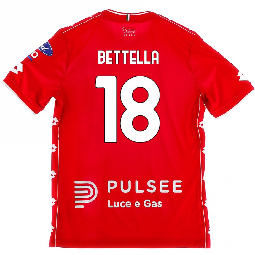 Kids Football Davide Bettella #18 Red White Home Jersey 2024/25 T-Shirt Uk