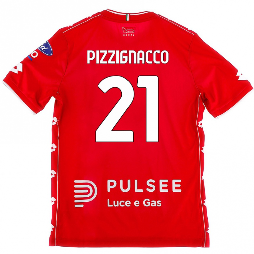 Kids Football Semuel Pizzignacco #21 Red White Home Jersey 2024/25 T-Shirt Uk