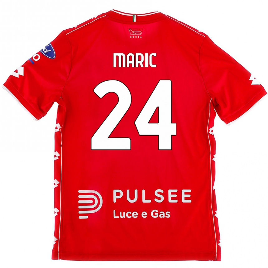 Kids Football Mirko Maric #24 Red White Home Jersey 2024/25 T-Shirt Uk