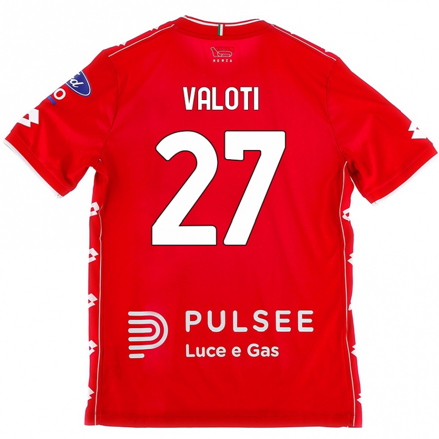 Kids Football Mattia Valoti #27 Red White Home Jersey 2024/25 T-Shirt Uk