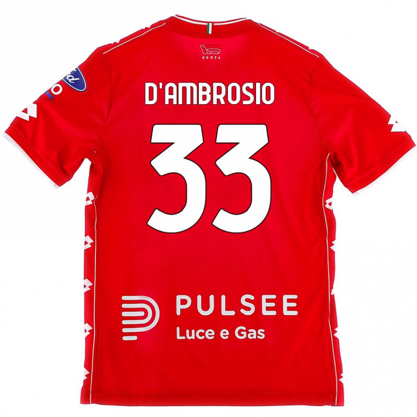 Kids Football Danilo D'ambrosio #33 Red White Home Jersey 2024/25 T-Shirt Uk