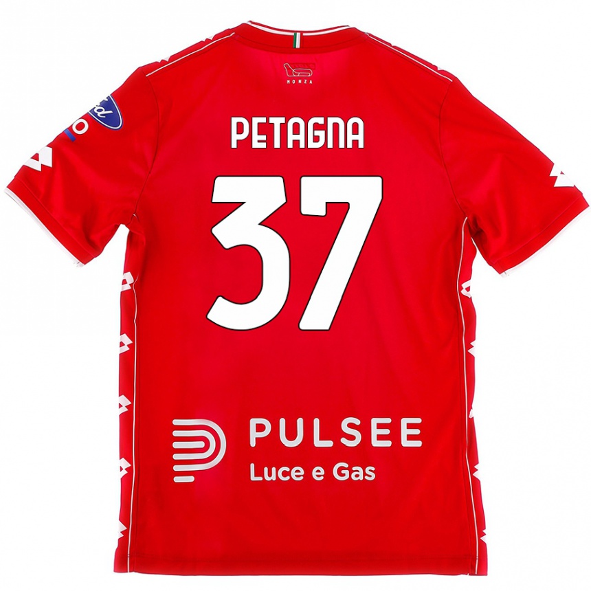 Kids Football Andrea Petagna #37 Red White Home Jersey 2024/25 T-Shirt Uk