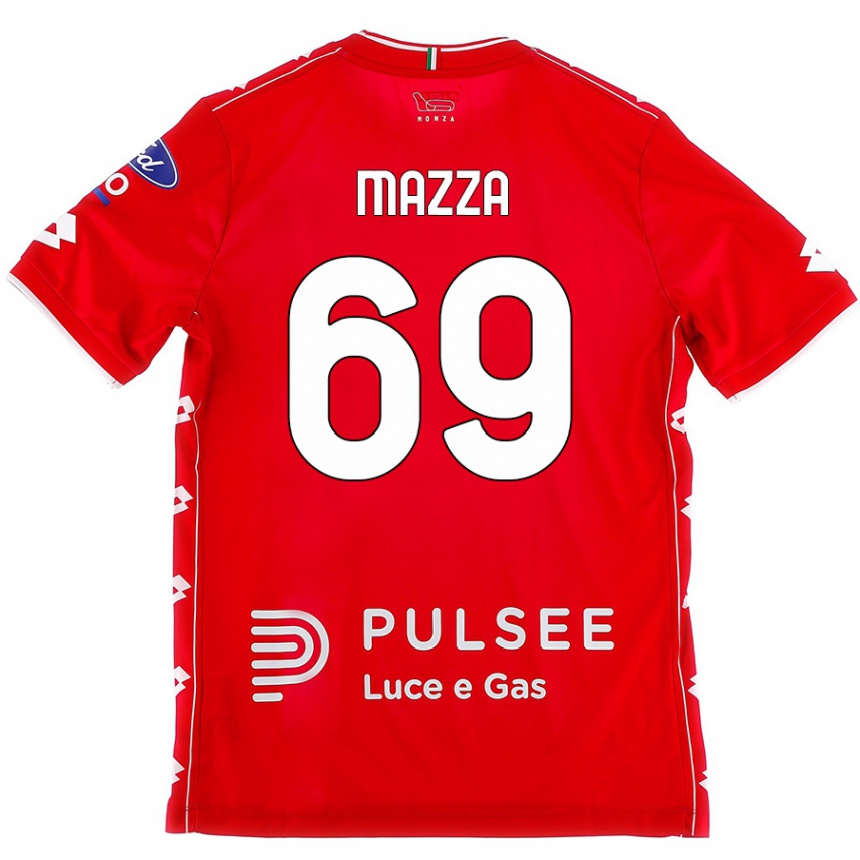 Kids Football Andrea Mazza #69 Red White Home Jersey 2024/25 T-Shirt Uk