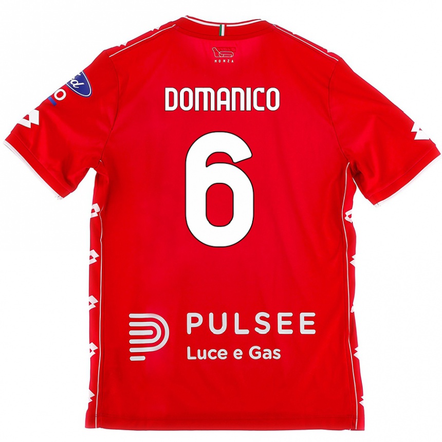 Kids Football Saverio Domanico #6 Red White Home Jersey 2024/25 T-Shirt Uk