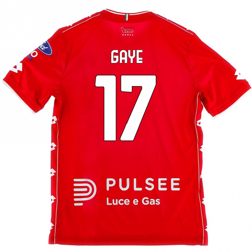 Kids Football Mamadou Gaye #17 Red White Home Jersey 2024/25 T-Shirt Uk