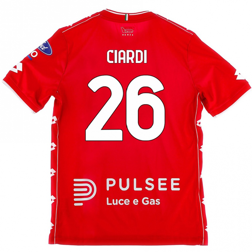 Kids Football Tommaso Ciardi #26 Red White Home Jersey 2024/25 T-Shirt Uk