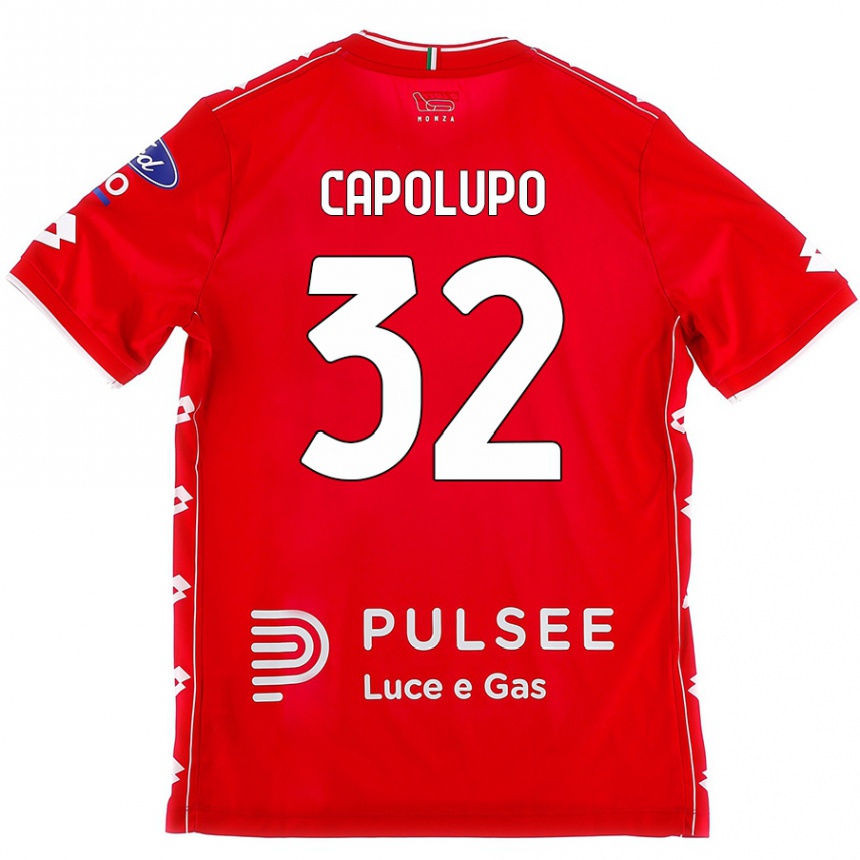 Kids Football Samuele Capolupo #32 Red White Home Jersey 2024/25 T-Shirt Uk