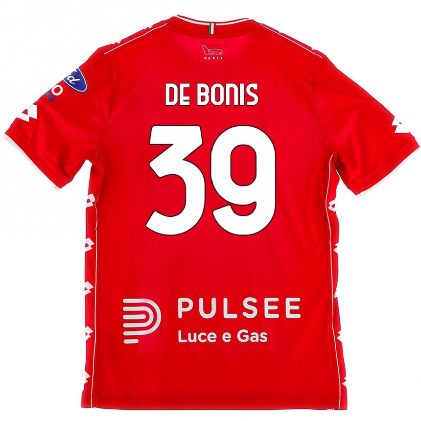 Kids Football Andrea De Bonis #39 Red White Home Jersey 2024/25 T-Shirt Uk