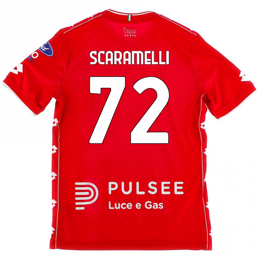 Kids Football Endris Scaramelli #72 Red White Home Jersey 2024/25 T-Shirt Uk