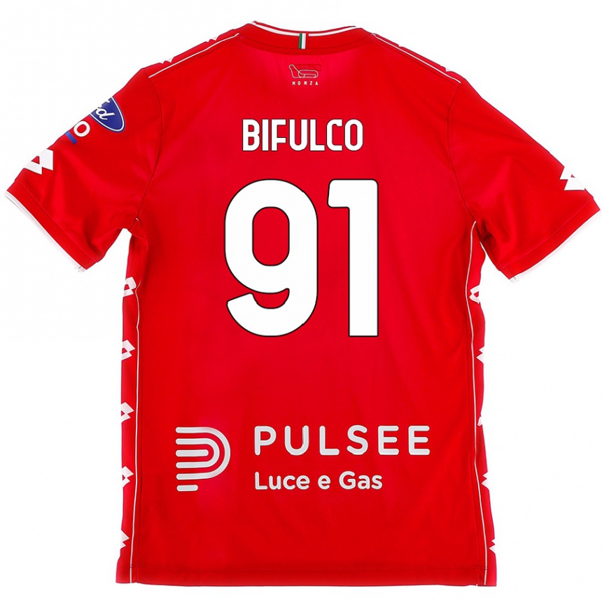 Kids Football Davide Bifulco #91 Red White Home Jersey 2024/25 T-Shirt Uk