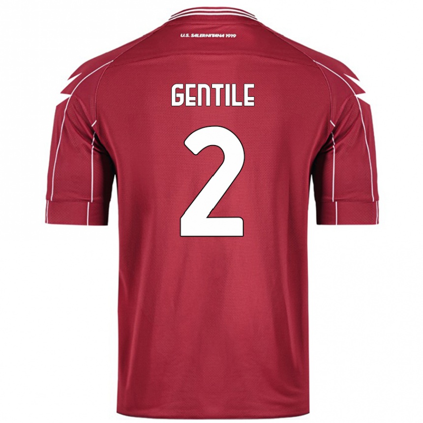 Kids Football Davide Gentile #2 Burgundy Home Jersey 2024/25 T-Shirt Uk