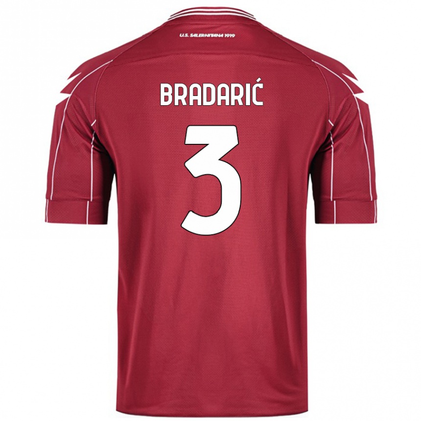 Kids Football Domagoj Bradarić #3 Burgundy Home Jersey 2024/25 T-Shirt Uk