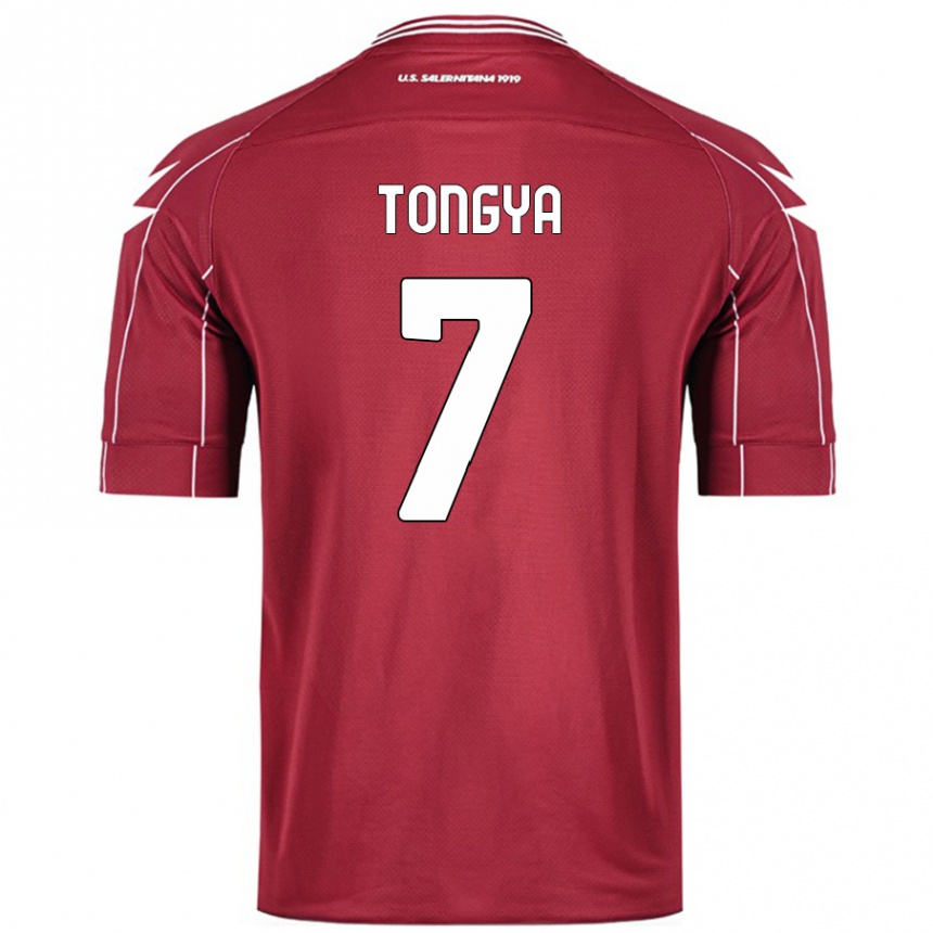 Kids Football Franco Tongya #7 Burgundy Home Jersey 2024/25 T-Shirt Uk