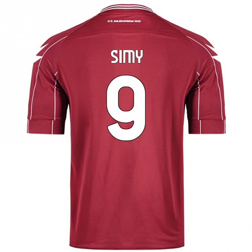 Kids Football Simy #9 Burgundy Home Jersey 2024/25 T-Shirt Uk