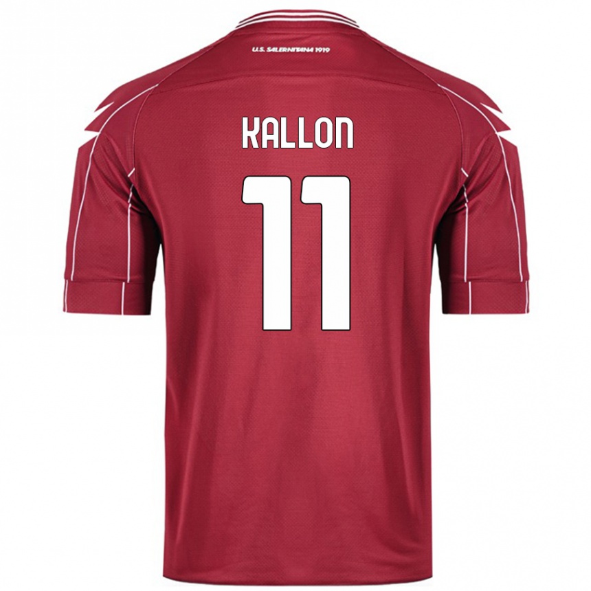 Kids Football Yayah Kallon #11 Burgundy Home Jersey 2024/25 T-Shirt Uk