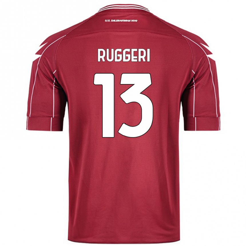 Kids Football Fabio Ruggeri #13 Burgundy Home Jersey 2024/25 T-Shirt Uk