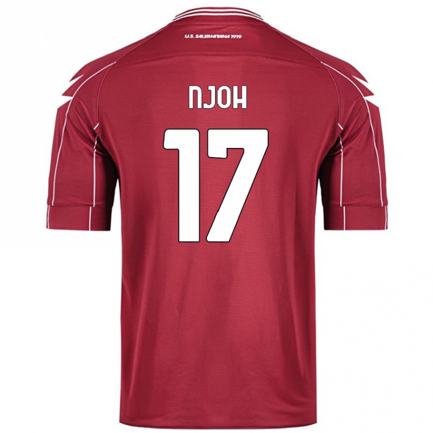 Kids Football Lilian Njoh #17 Burgundy Home Jersey 2024/25 T-Shirt Uk