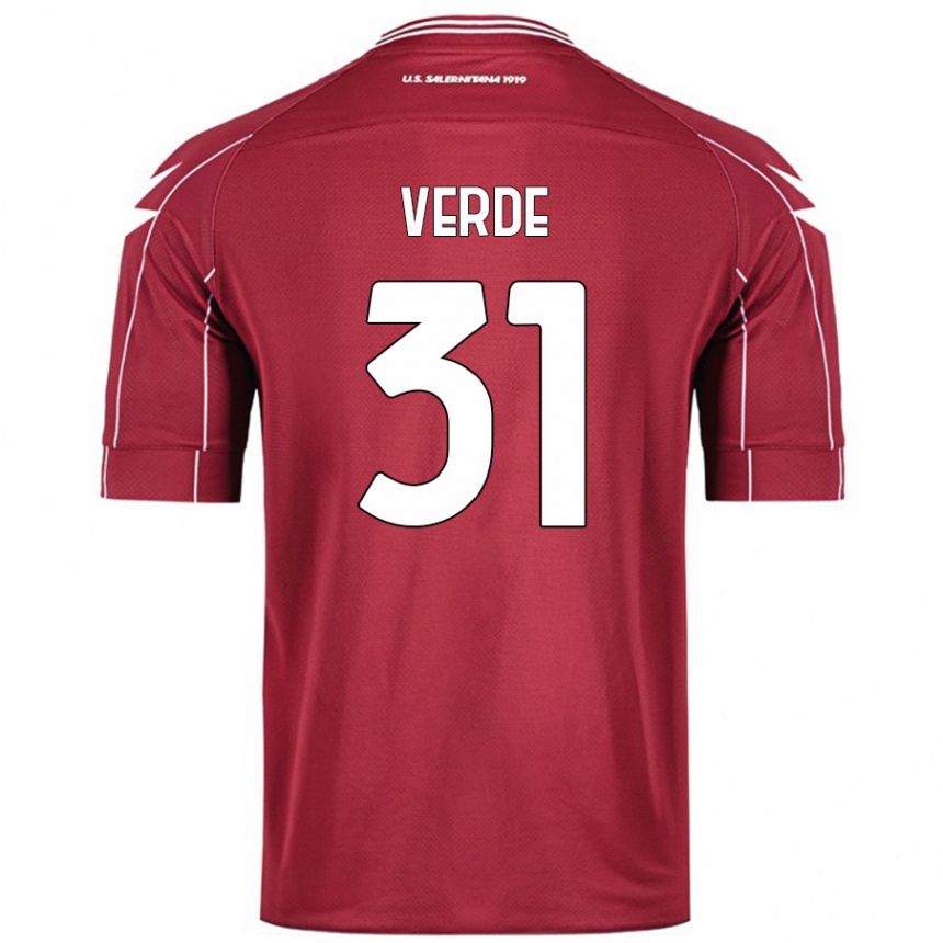 Kids Football Daniele Verde #31 Burgundy Home Jersey 2024/25 T-Shirt Uk