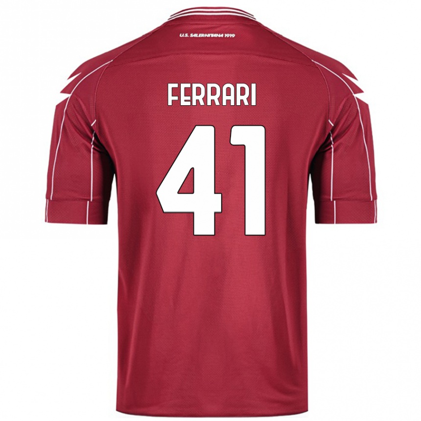 Kids Football Tommaso Ferrari #41 Burgundy Home Jersey 2024/25 T-Shirt Uk