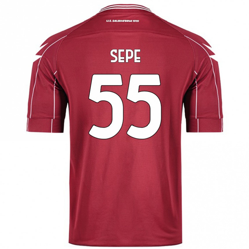 Kids Football Luigi Sepe #55 Burgundy Home Jersey 2024/25 T-Shirt Uk