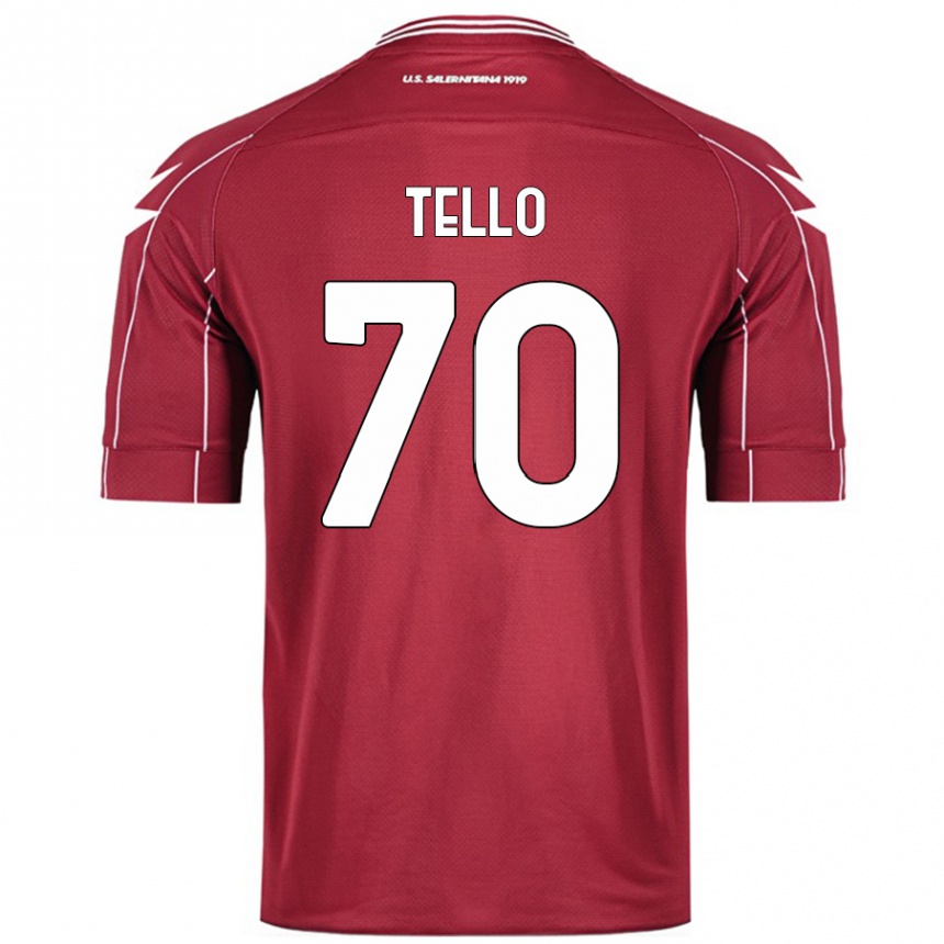 Kids Football Andrés Tello #70 Burgundy Home Jersey 2024/25 T-Shirt Uk