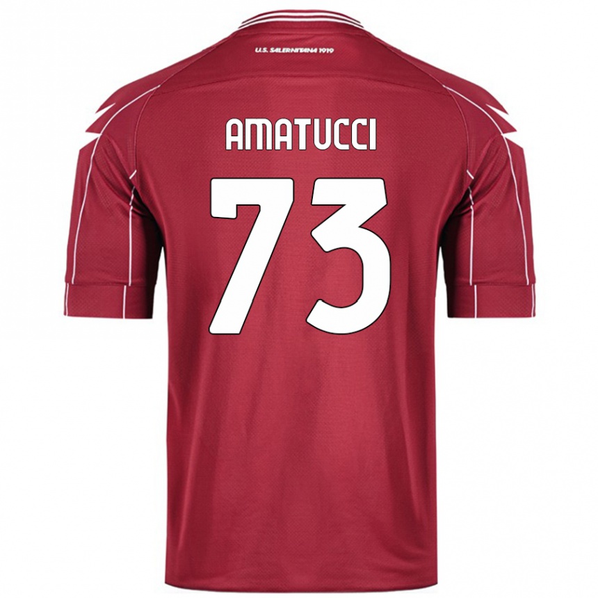 Kids Football Lorenzo Amatucci #73 Burgundy Home Jersey 2024/25 T-Shirt Uk