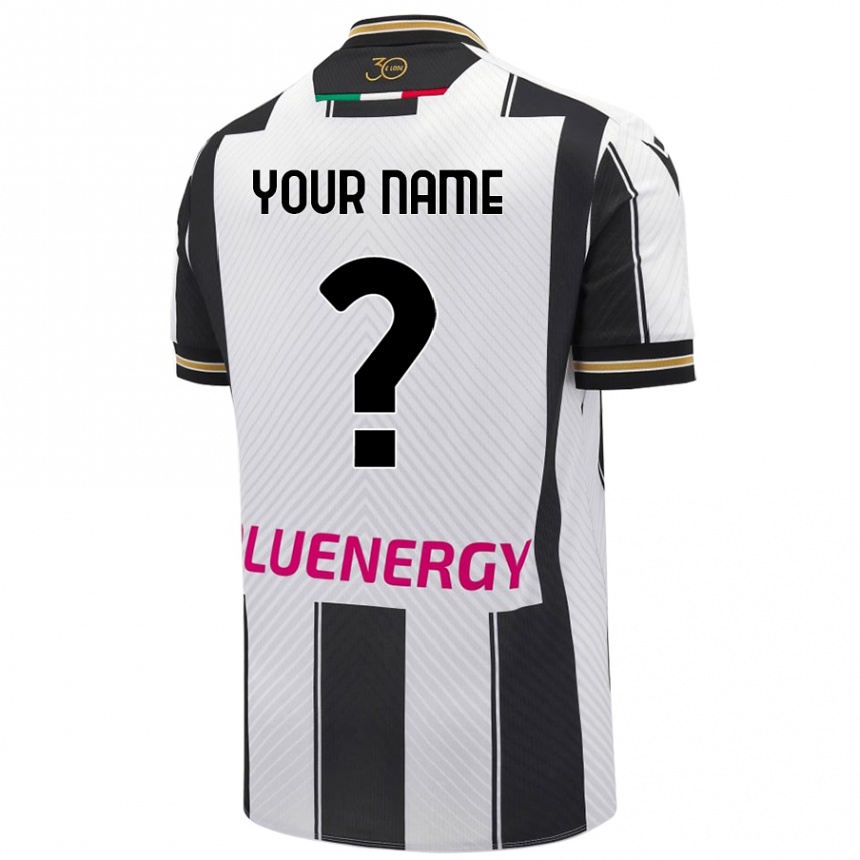 Kids Football Your Name #0 White Black Home Jersey 2024/25 T-Shirt Uk