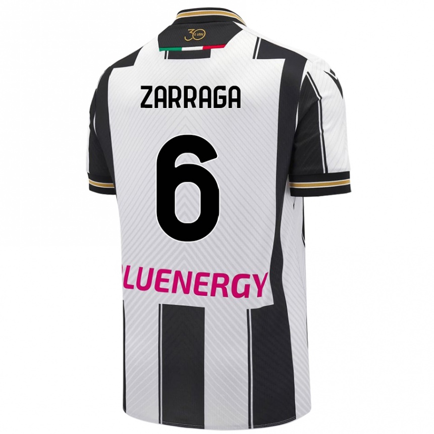 Kids Football Oier Zarraga #6 White Black Home Jersey 2024/25 T-Shirt Uk