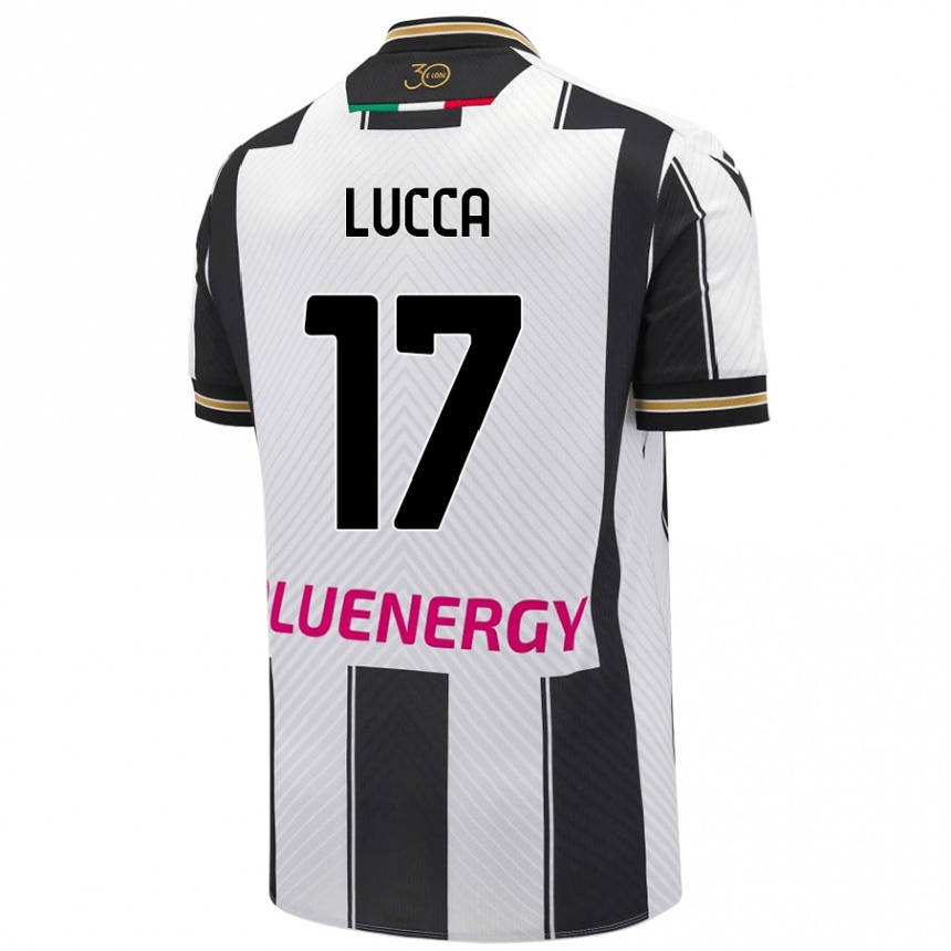 Kids Football Lorenzo Lucca #17 White Black Home Jersey 2024/25 T-Shirt Uk