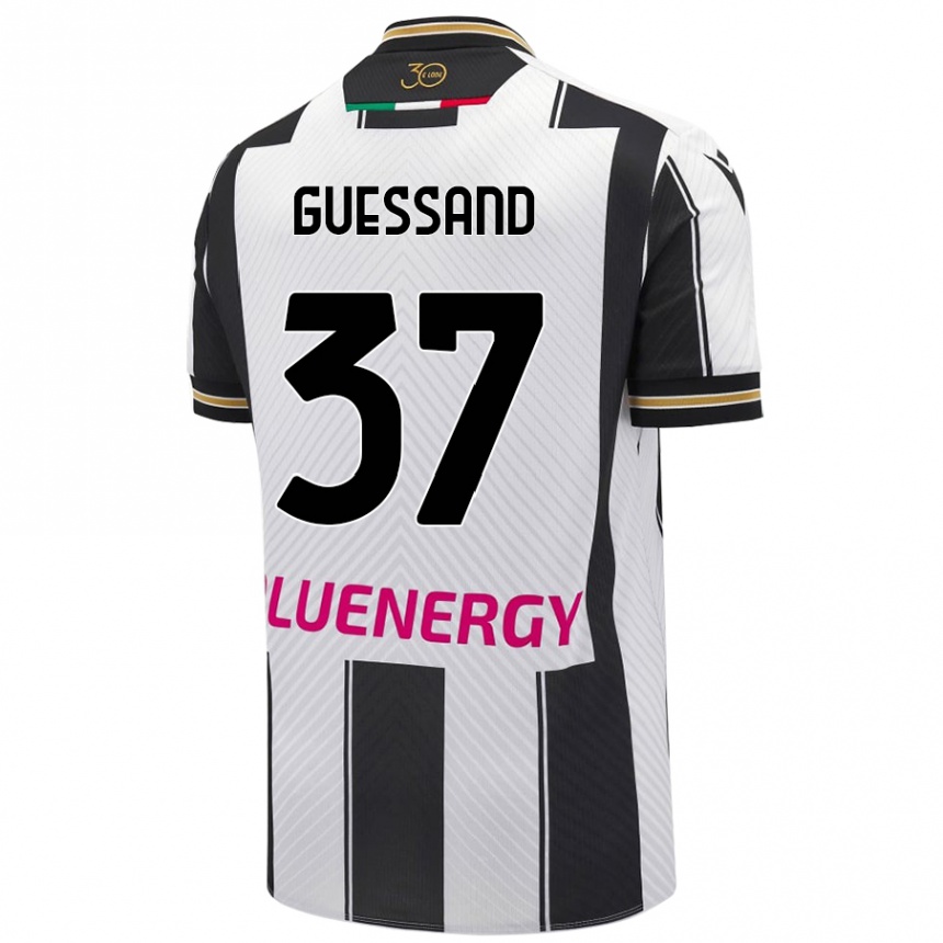 Kids Football Axel Guessand #37 White Black Home Jersey 2024/25 T-Shirt Uk