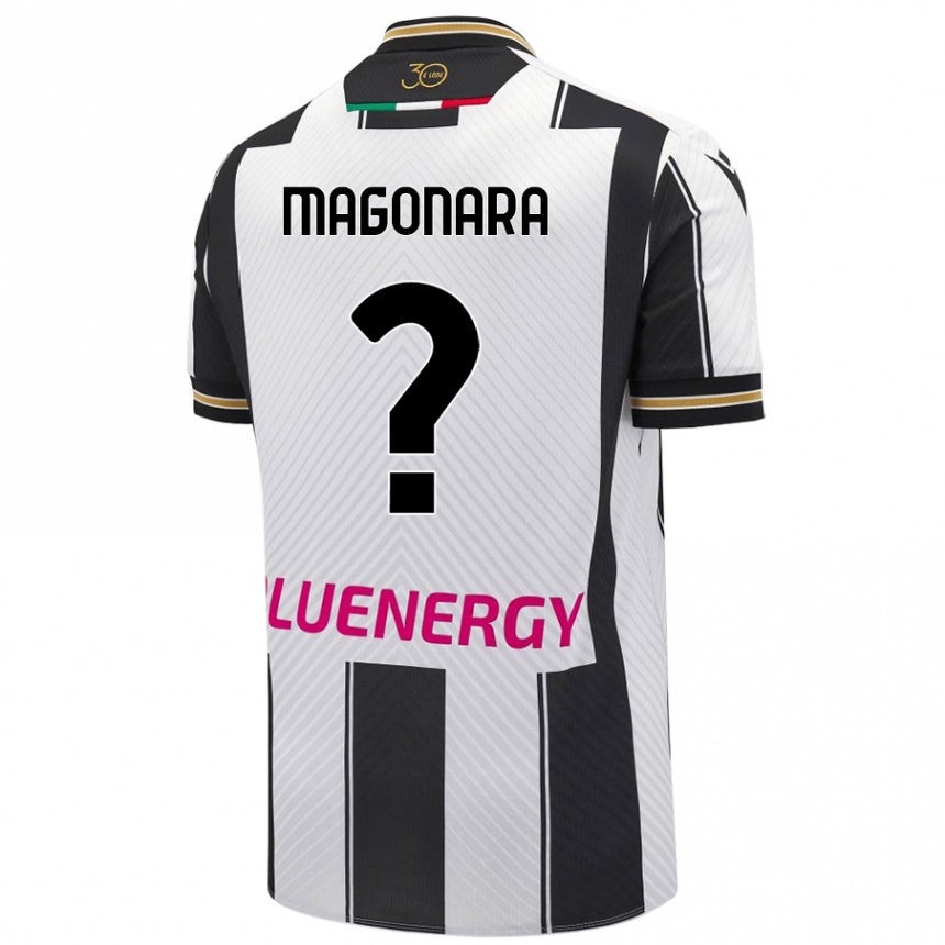 Kids Football Matteo Magonara #0 White Black Home Jersey 2024/25 T-Shirt Uk