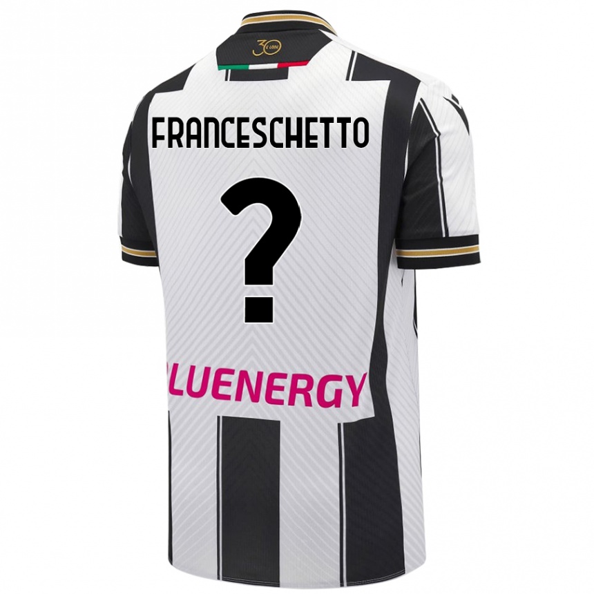 Kids Football Mattia Franceschetto #0 White Black Home Jersey 2024/25 T-Shirt Uk