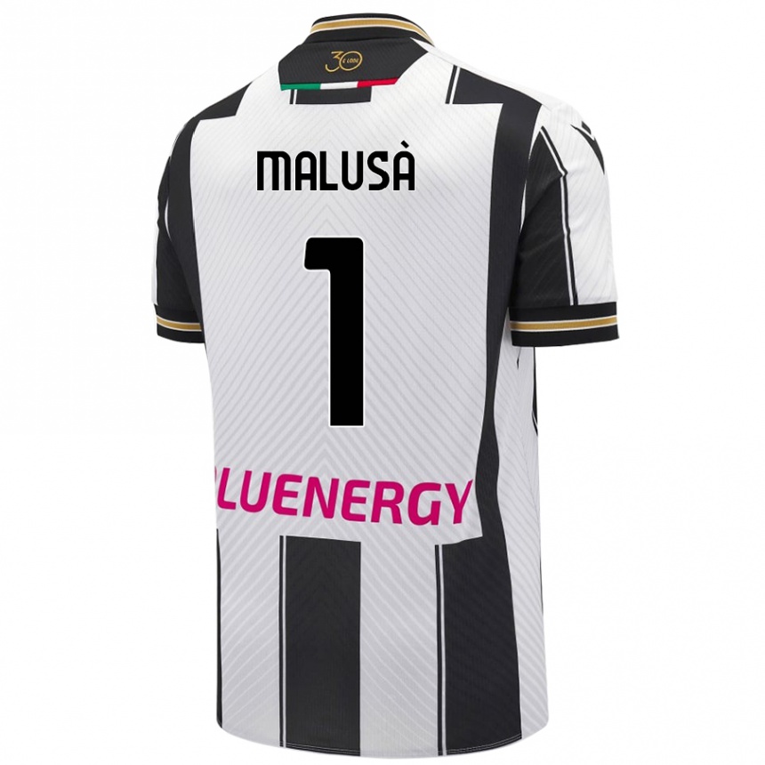 Kids Football Joel Malusà #1 White Black Home Jersey 2024/25 T-Shirt Uk