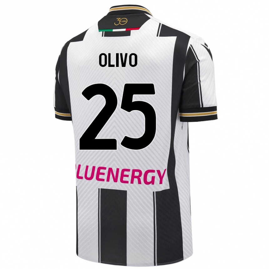 Kids Football Gioele Olivo #25 White Black Home Jersey 2024/25 T-Shirt Uk