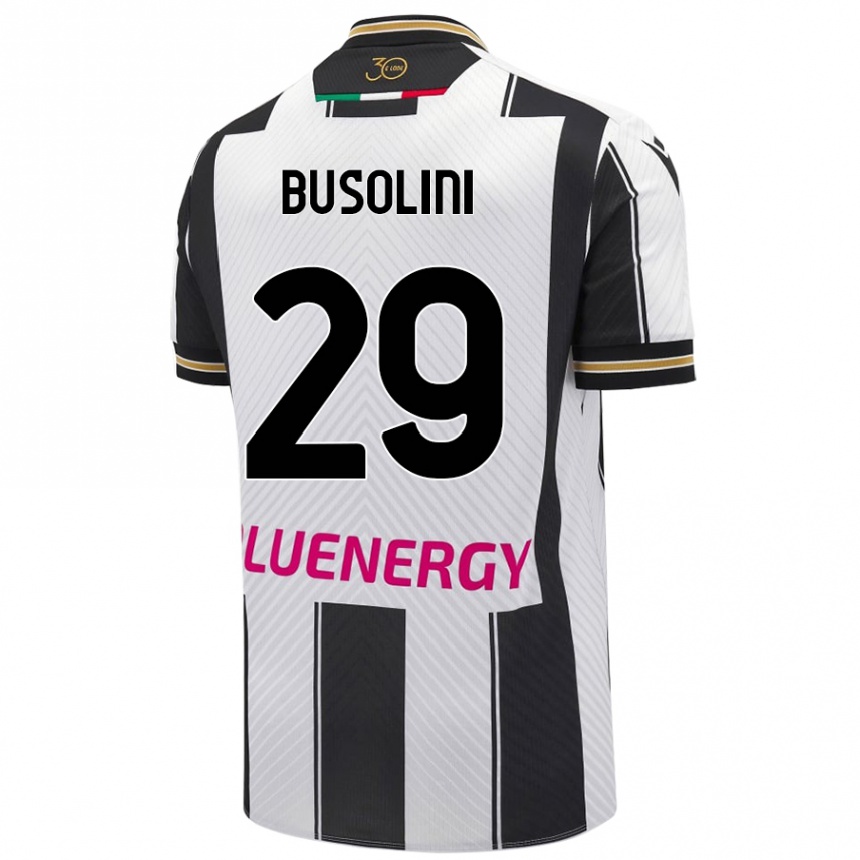 Kids Football Alessandro Busolini #29 White Black Home Jersey 2024/25 T-Shirt Uk