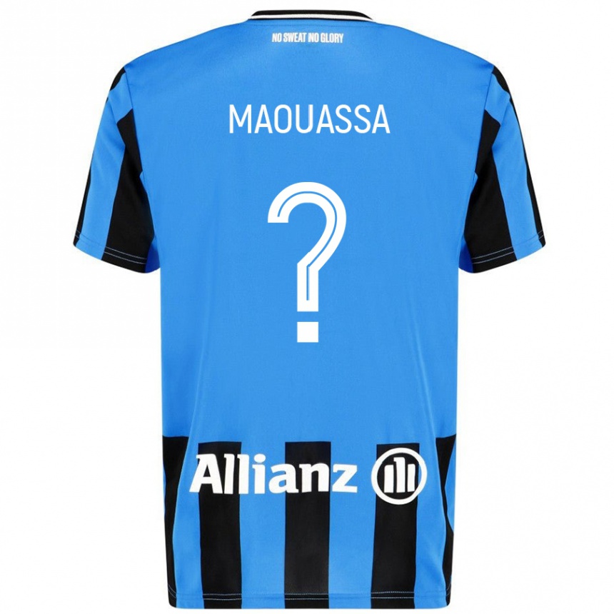 Kids Football Faitout Maouassa #0 Sky Blue Black Home Jersey 2024/25 T-Shirt Uk