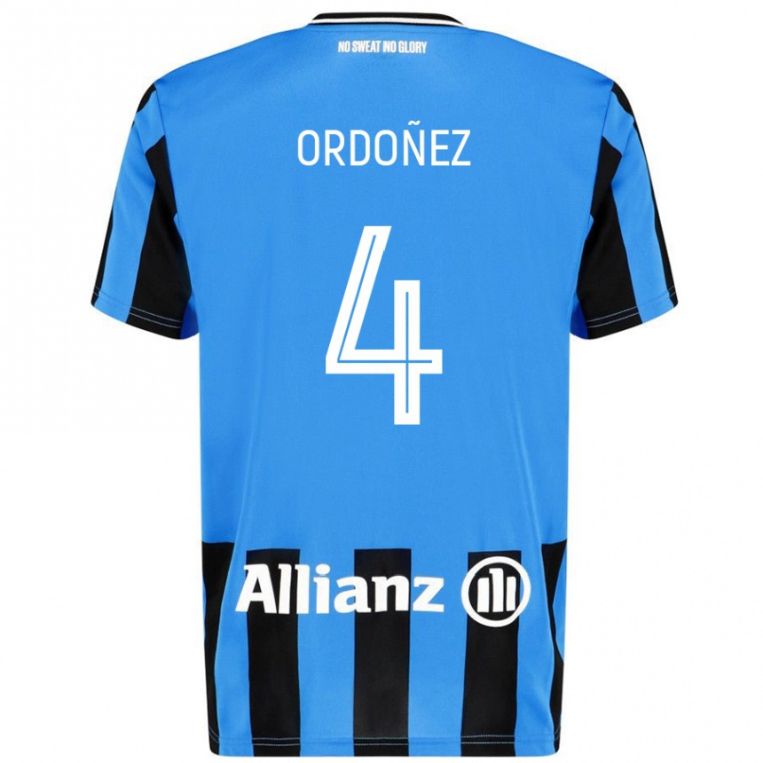 Kids Football Joel Ordóñez #4 Sky Blue Black Home Jersey 2024/25 T-Shirt Uk