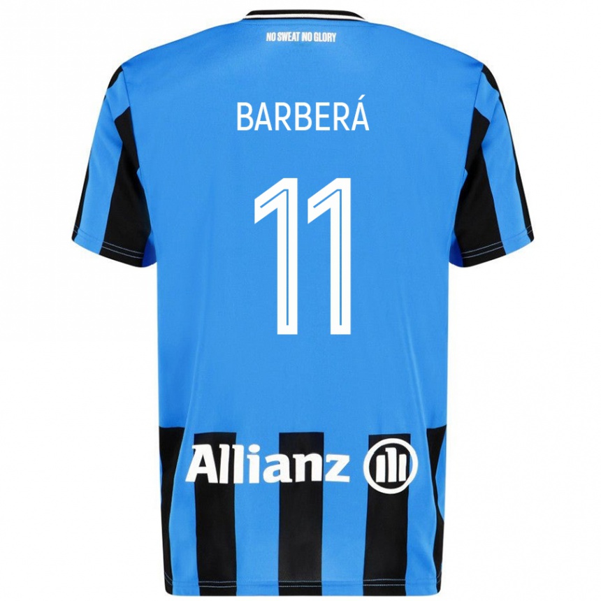 Kids Football Víctor Barberá #11 Sky Blue Black Home Jersey 2024/25 T-Shirt Uk