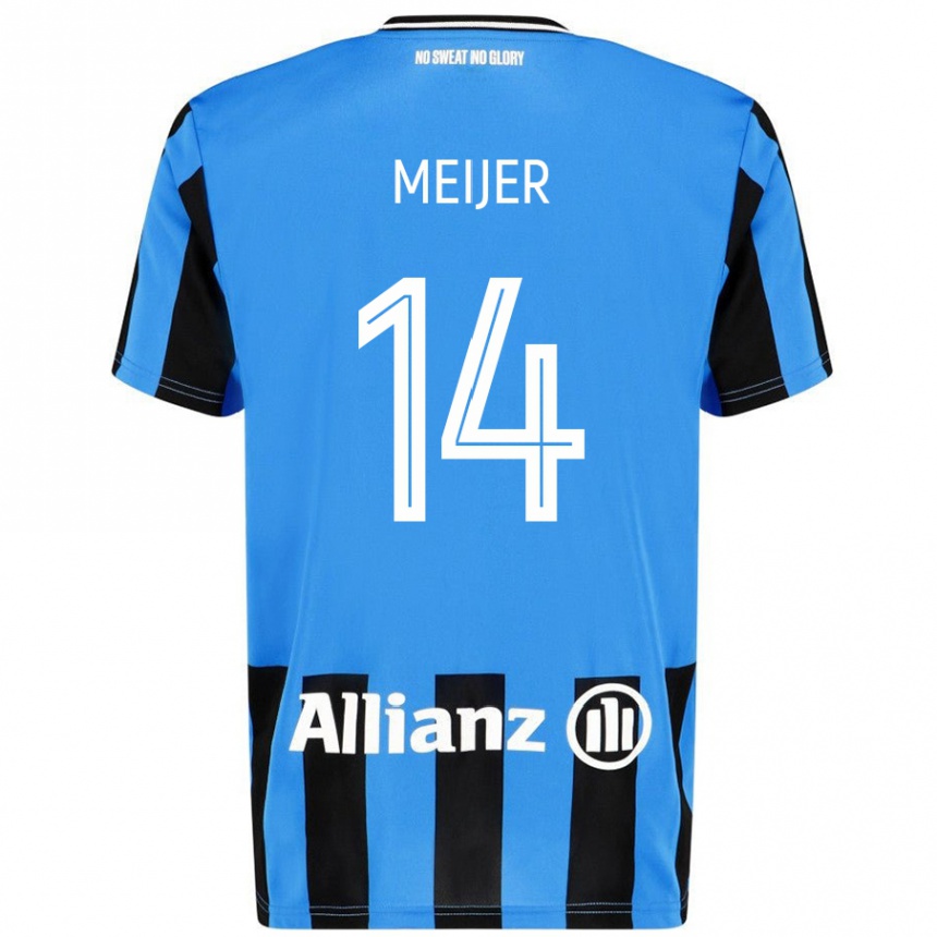 Kids Football Bjorn Meijer #14 Sky Blue Black Home Jersey 2024/25 T-Shirt Uk