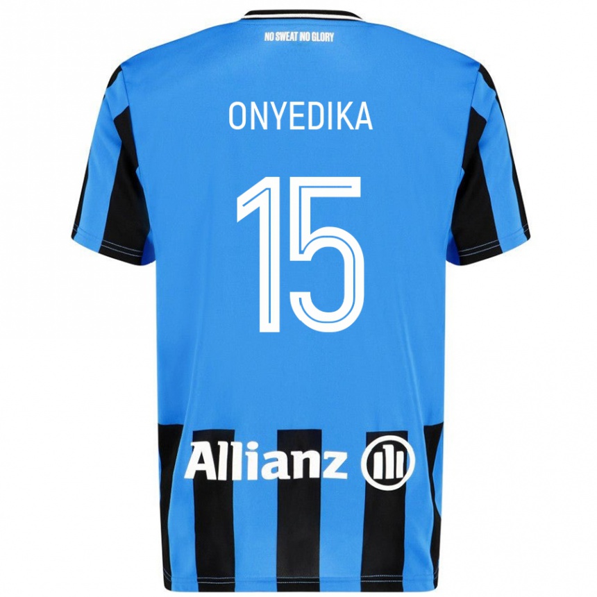 Kids Football Raphael Onyedika #15 Sky Blue Black Home Jersey 2024/25 T-Shirt Uk