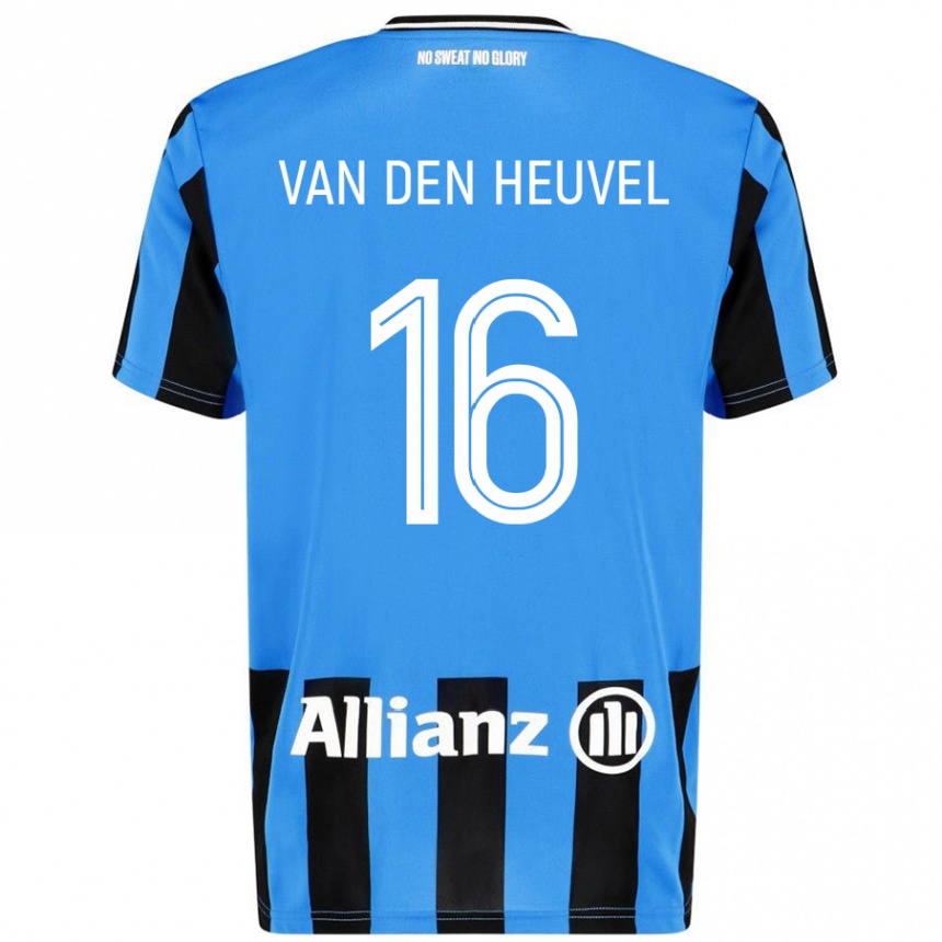 Kids Football Dani Van Den Heuvel #16 Sky Blue Black Home Jersey 2024/25 T-Shirt Uk