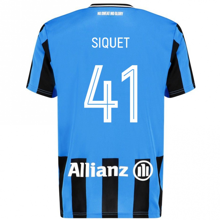 Kids Football Hugo Siquet #41 Sky Blue Black Home Jersey 2024/25 T-Shirt Uk