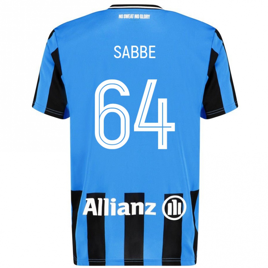 Kids Football Kyriani Sabbe #64 Sky Blue Black Home Jersey 2024/25 T-Shirt Uk