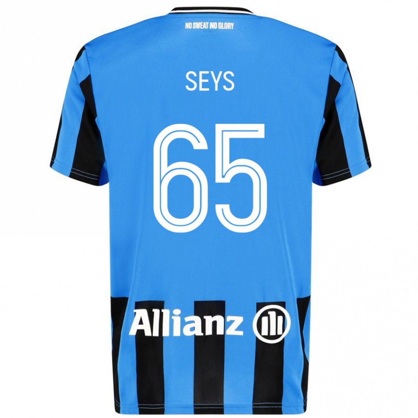 Kids Football Joaquin Seys #65 Sky Blue Black Home Jersey 2024/25 T-Shirt Uk