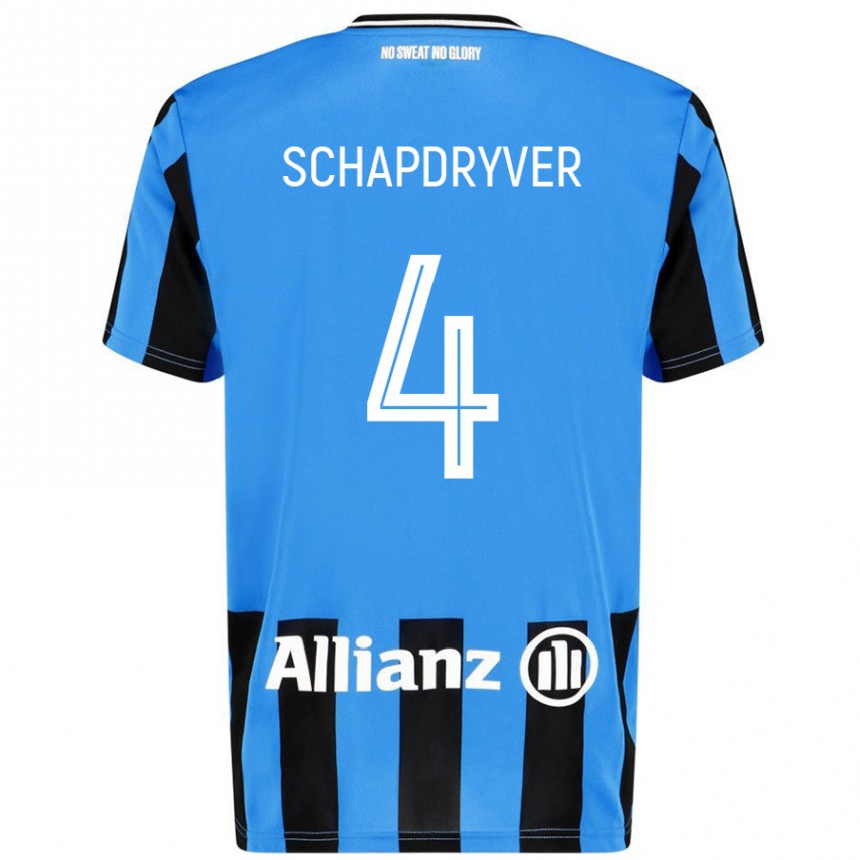 Kids Football Emely Schapdryver #4 Sky Blue Black Home Jersey 2024/25 T-Shirt Uk