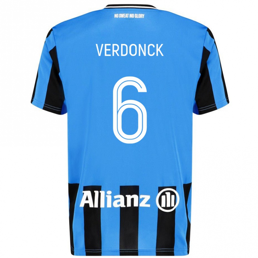 Kids Football Saar Verdonck #6 Sky Blue Black Home Jersey 2024/25 T-Shirt Uk