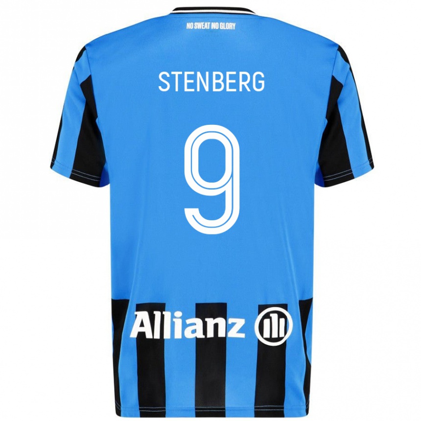 Kids Football Hanna Stenberg #9 Sky Blue Black Home Jersey 2024/25 T-Shirt Uk